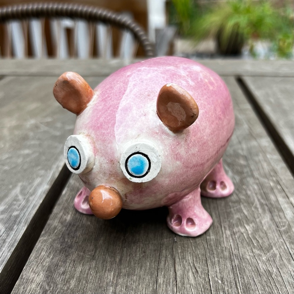 Studio Pottery Derpy Potato Shaped Pig Sculpture Figurine Artist Signed